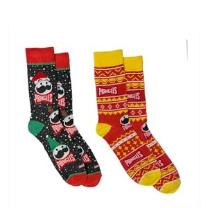 2pack Pringles Unisex Crew Socks Men 8-12 Women 9-13 Xmas